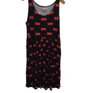Torrid Womens Marvel Logo Jersey Skater Dress Long Sleeve Black Size 2X Plus